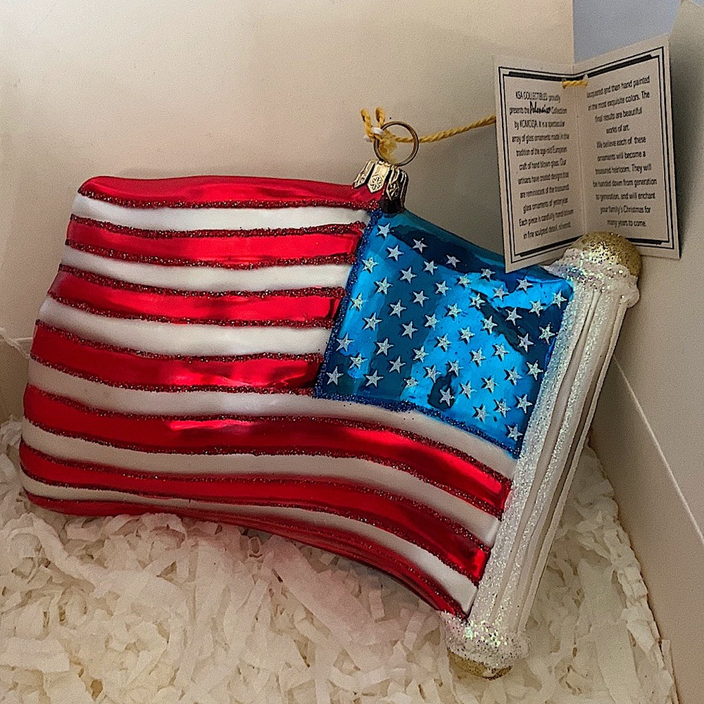 NEW KURT ADLER POLONAISE STARS & STRIPES Christmas ornament  FLAG USA AP 1479 - Picture 2 of 8